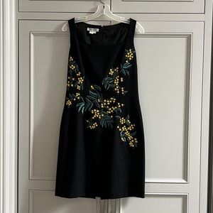 Kay Unger Black Dress with Yellow and Green Embroidery